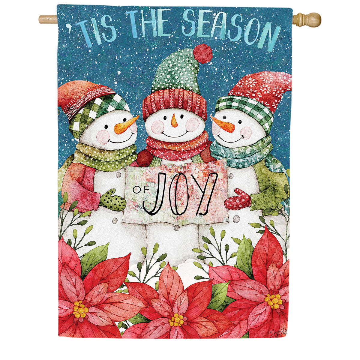 Christmas Cheer Snowmen Double Sided Suede House Flag