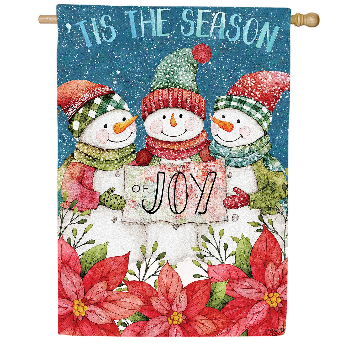 Christmas Cheer Snowmen Double Sided Suede House Flag