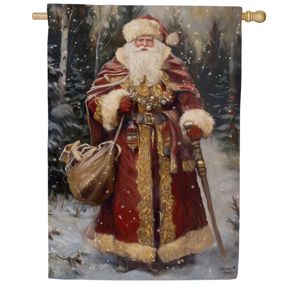 Victorian Santa Double Sided Suede House Flag