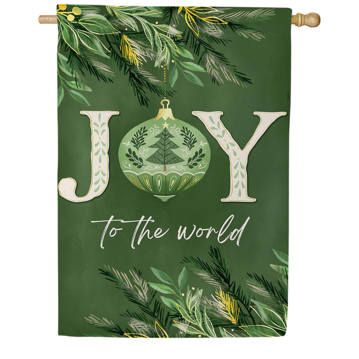 Greenery Joy To The World Double Sided Suede House Flag