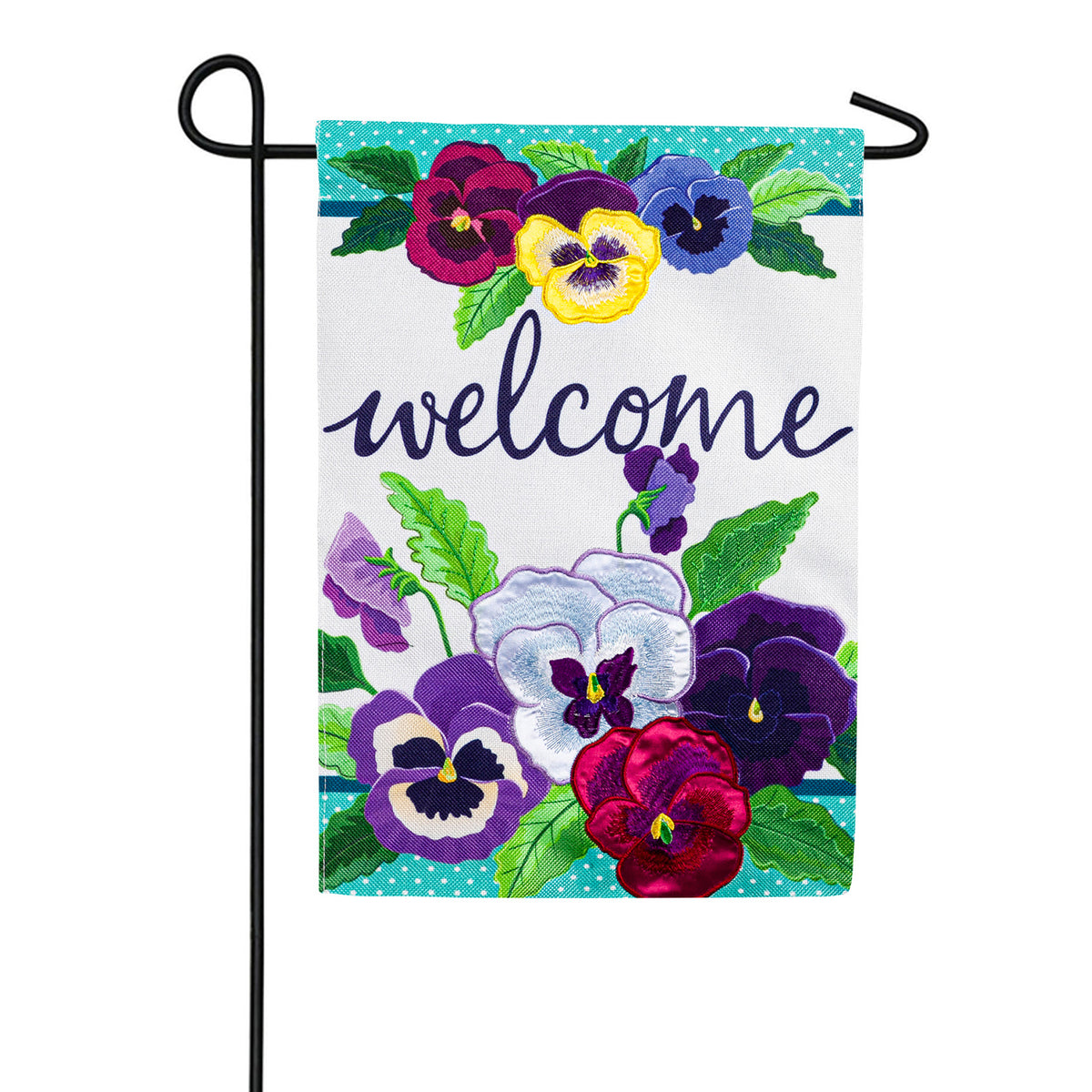 Evergreen Pansy Garden Burlap Garden Flag