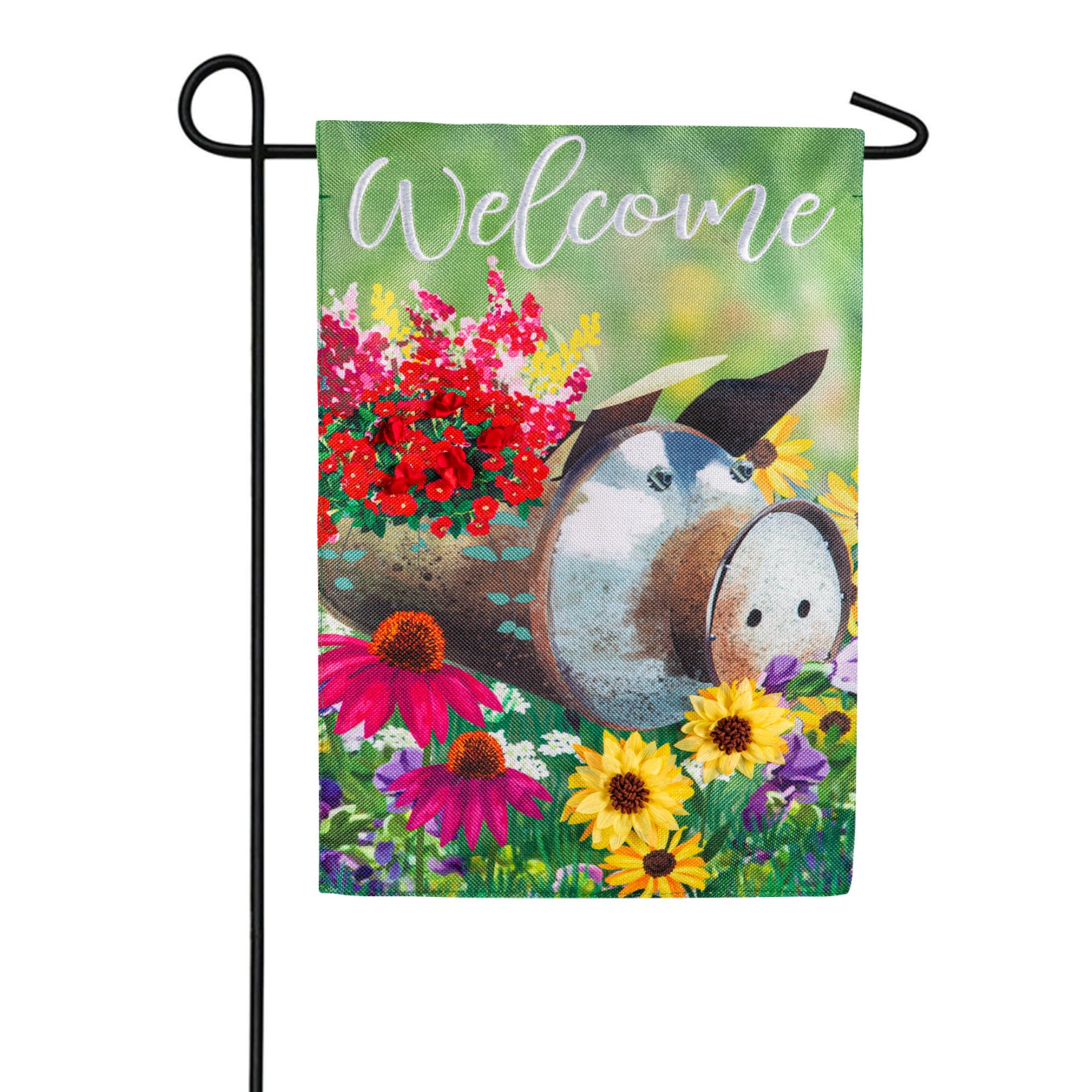 Evergreen Piggy Planter Burlap Garden Flag
