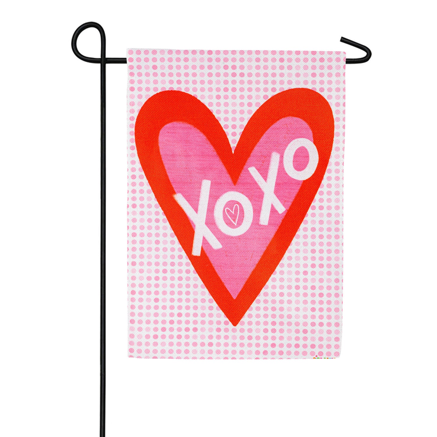 Evergreen XoXo Burlap Garden Flag