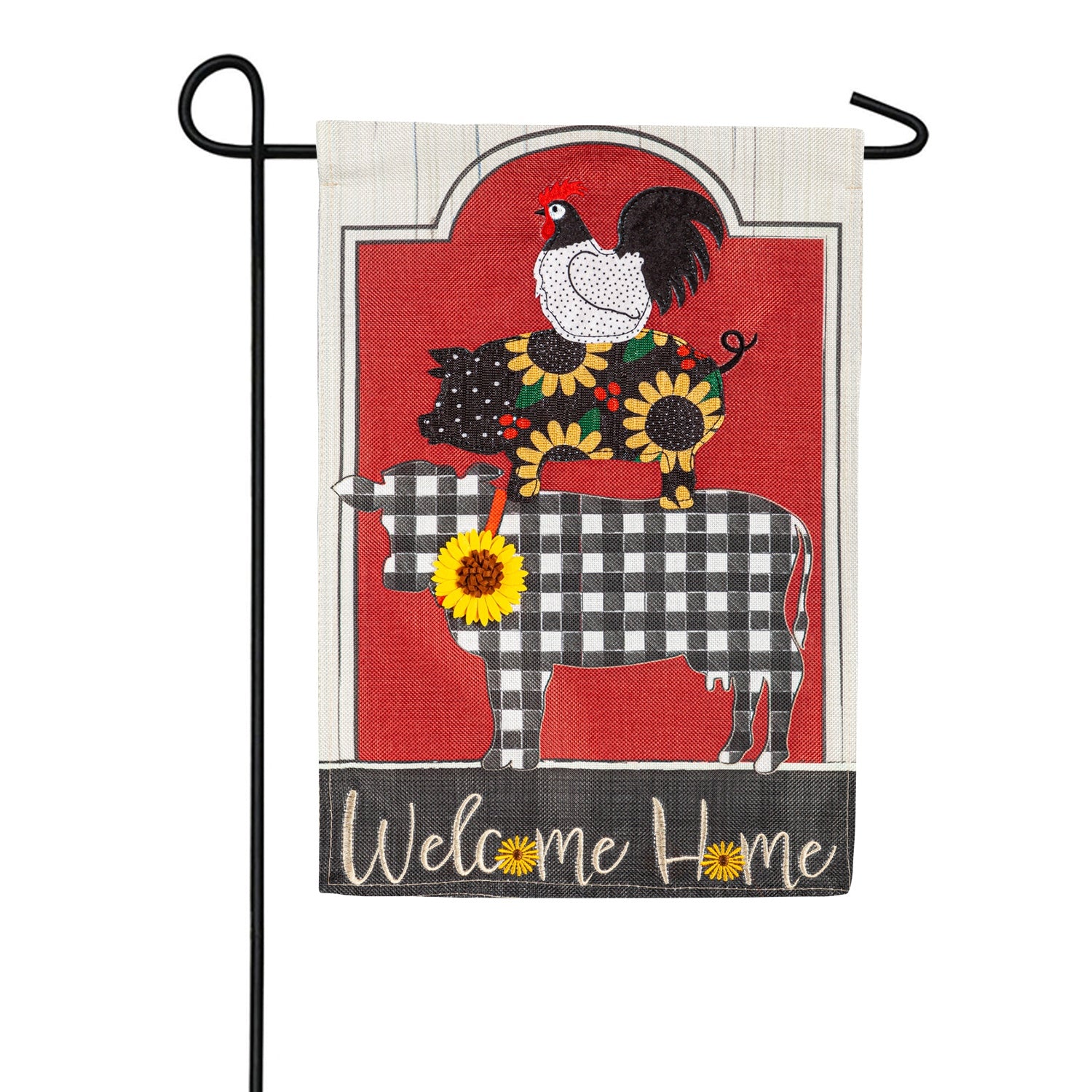 Evergreen Farm Friends Burlap Garden Flag