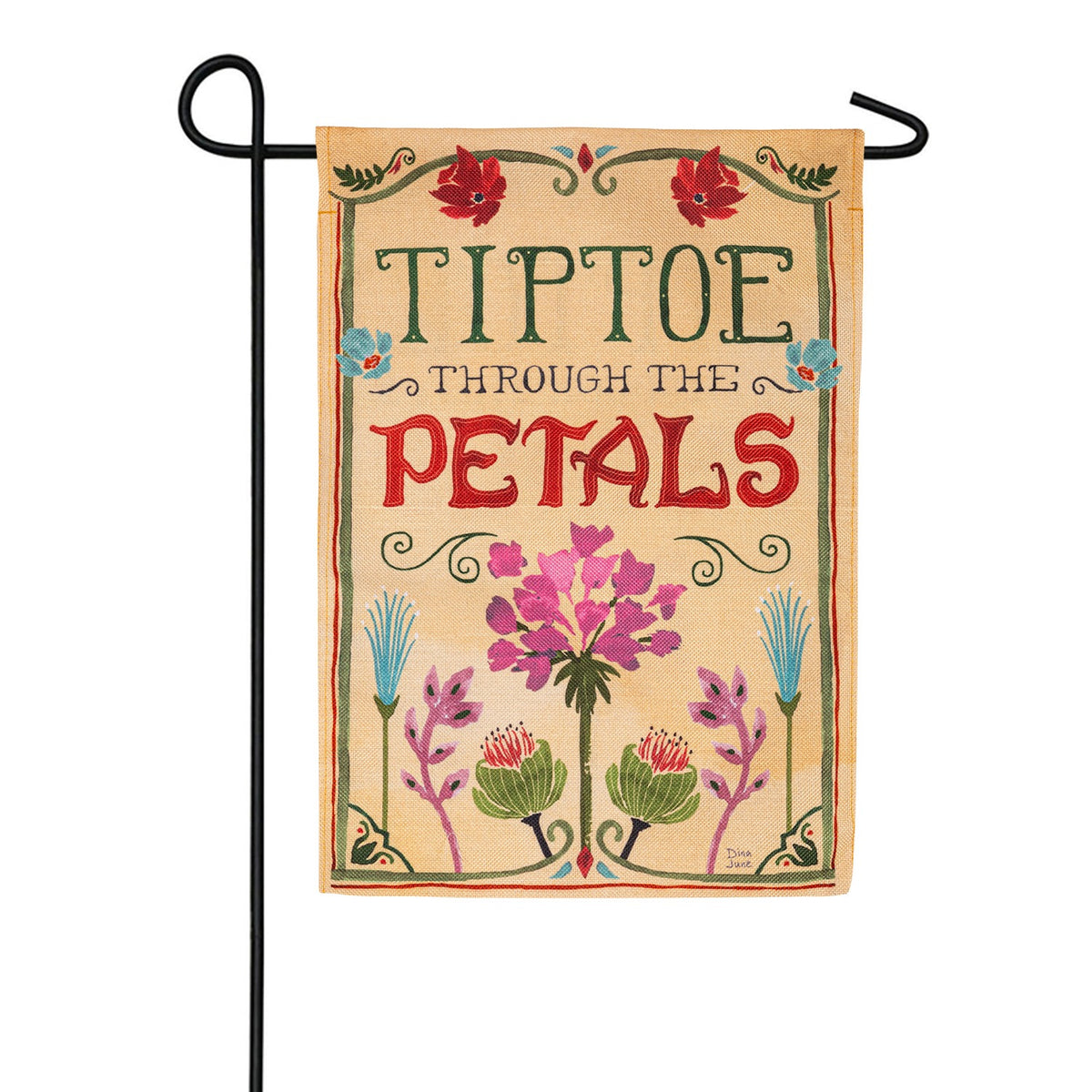 Evergreen Tiptoe Through the Petals Burlap Garden Flag