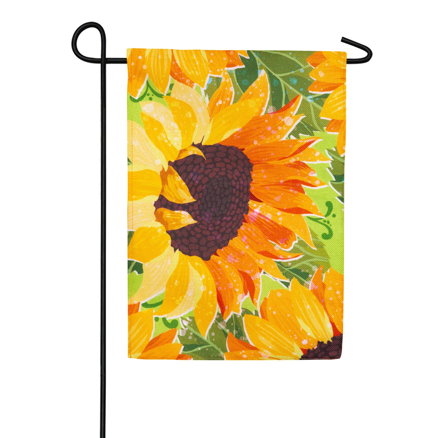 Evergreen Sunflowers in the Garden Burlap Garden Flag