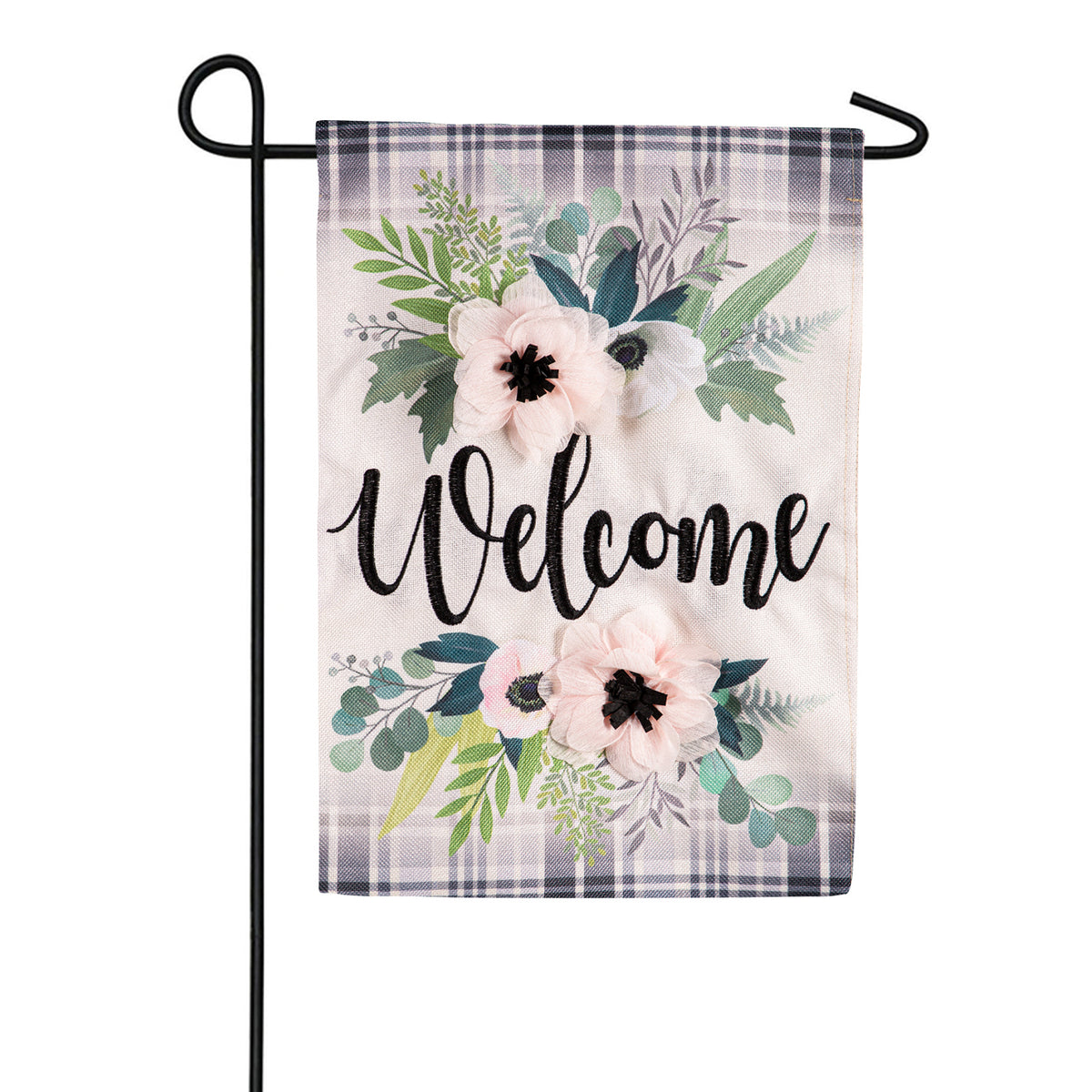 Evergreen Beautiful Floral Burlap Garden Flag