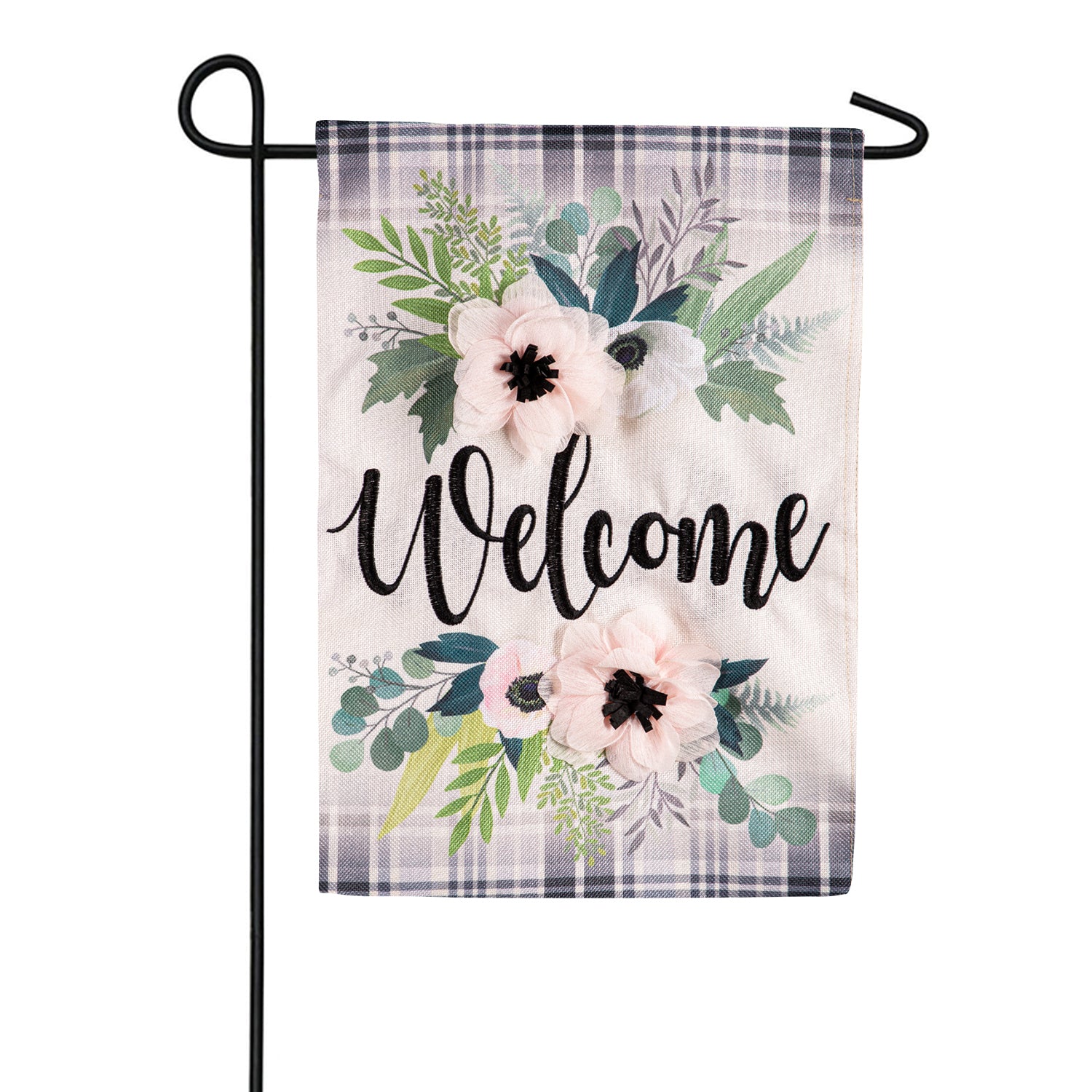 Evergreen Beautiful Floral Burlap Garden Flag