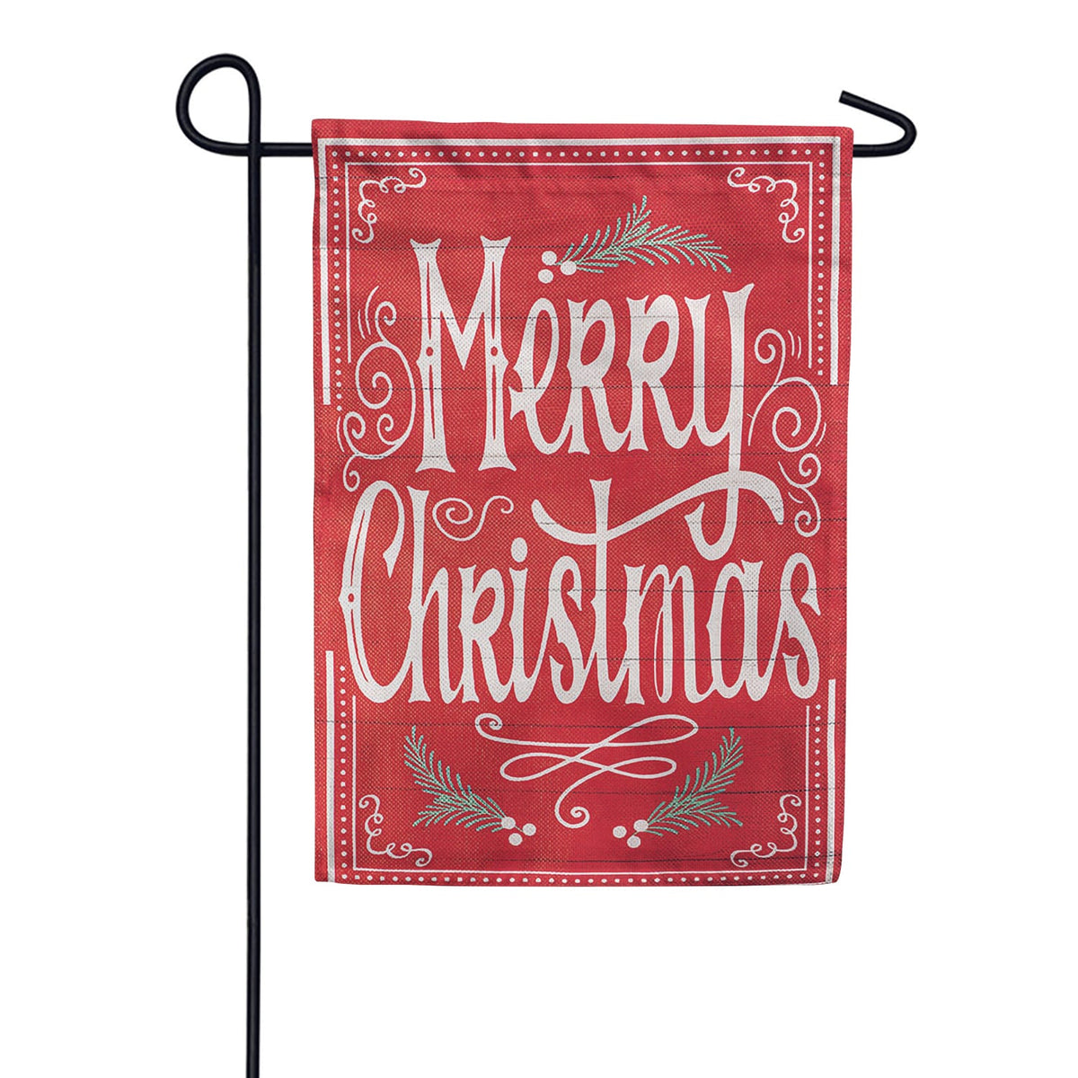Evergreen Quaint Merry Christmas Burlap Garden Flag