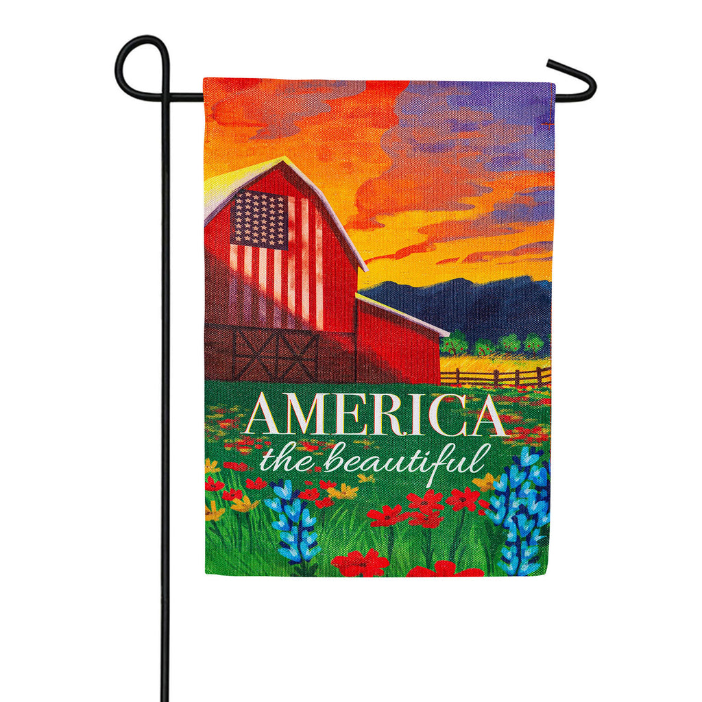 America The Beautiful Double Sided Burlap Garden Flag