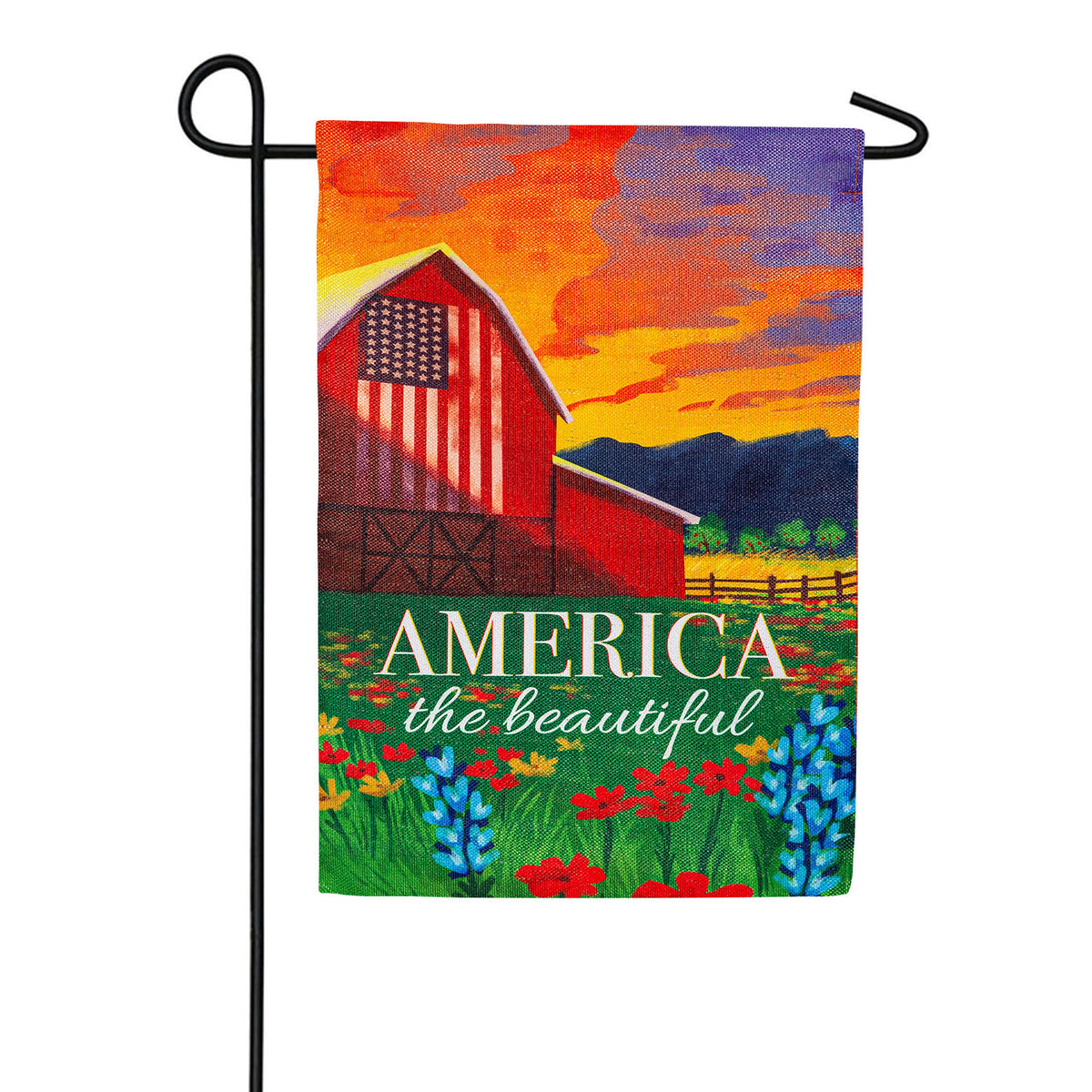 America The Beautiful Double Sided Burlap Garden Flag