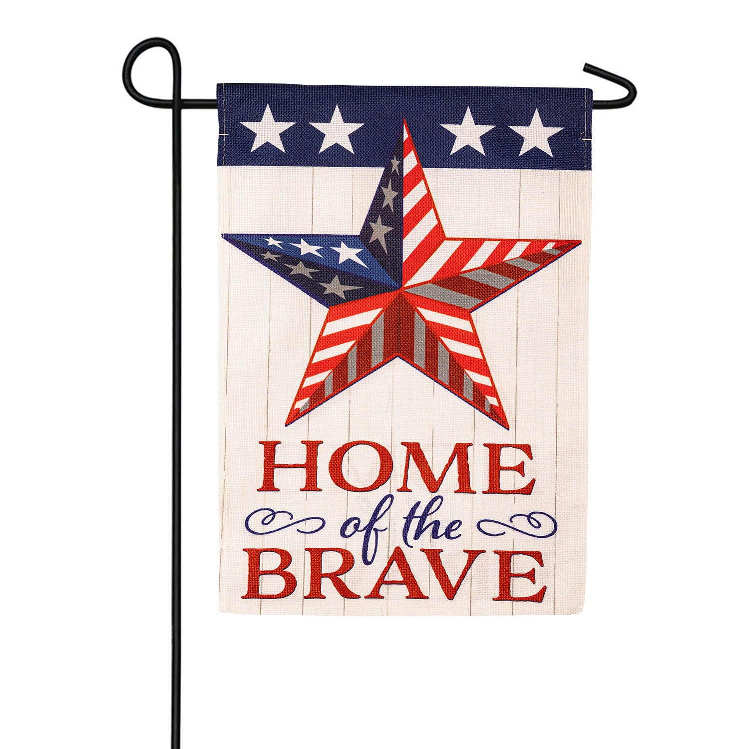 Home Of The Brave Star Double Sided Burlap Garden Flag