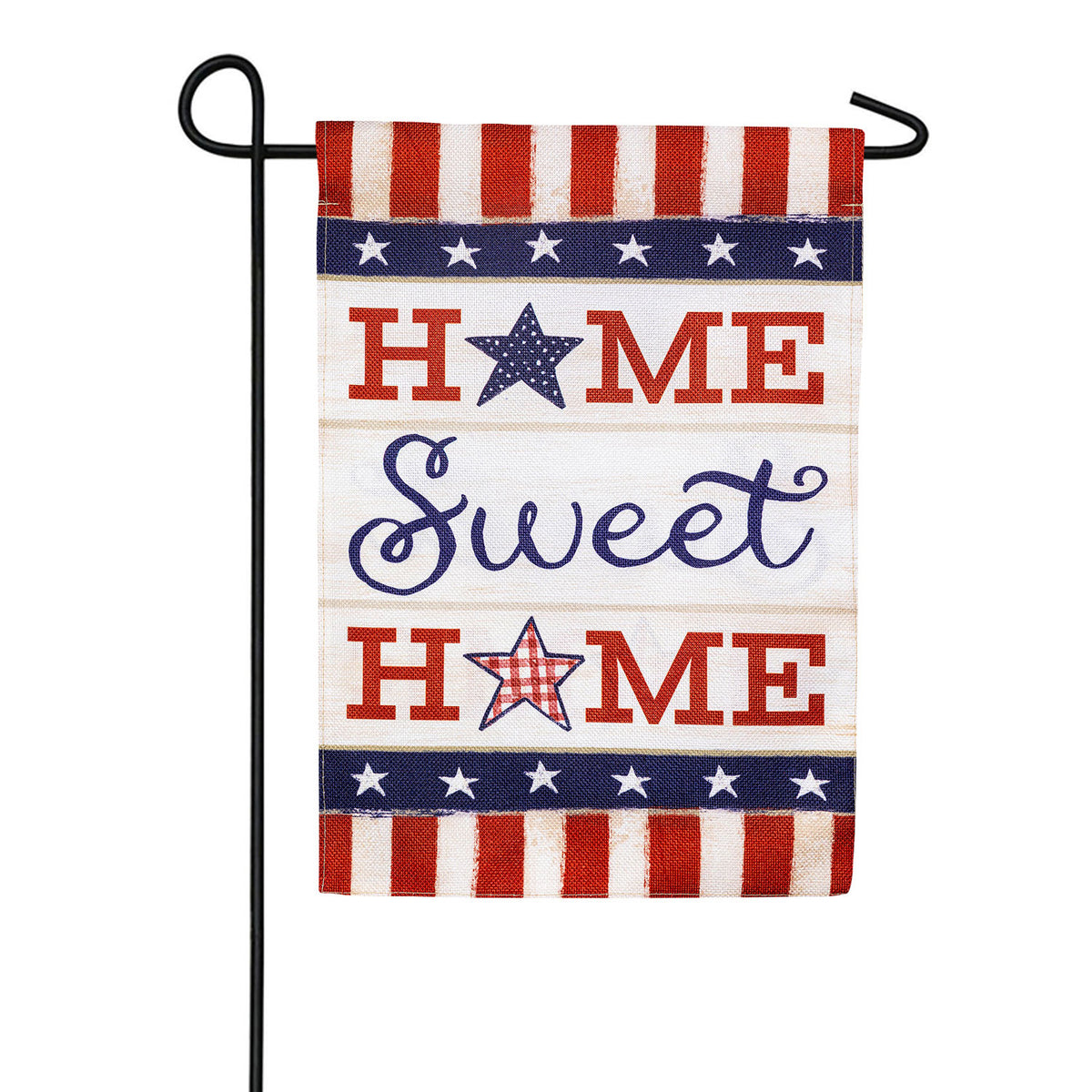 Patriotic Home Sweet Home Double Sided Burlap Garden Flag