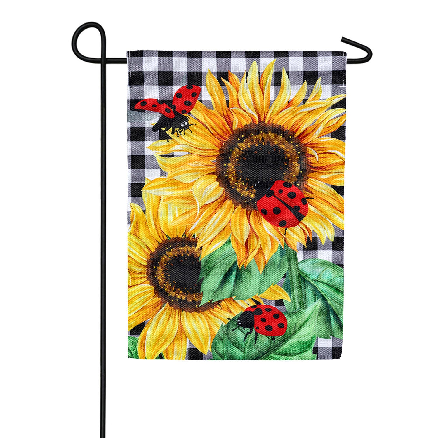 Sunflower Ladybugs Burlap Garden Flag