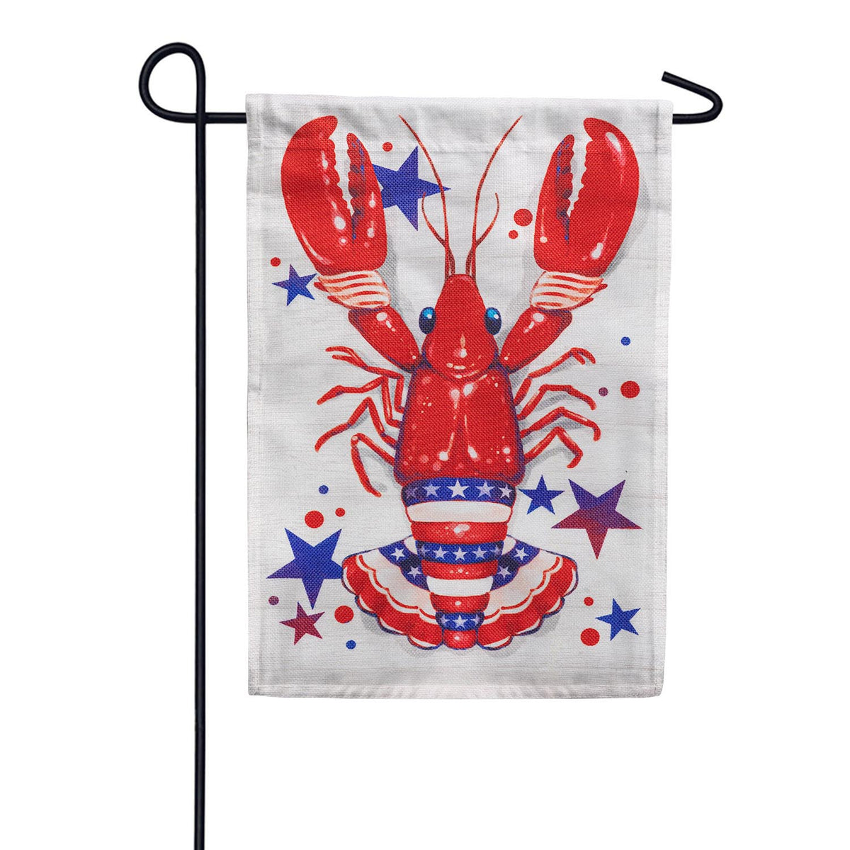 Patriotic Crawfish Burlap Garden Flag