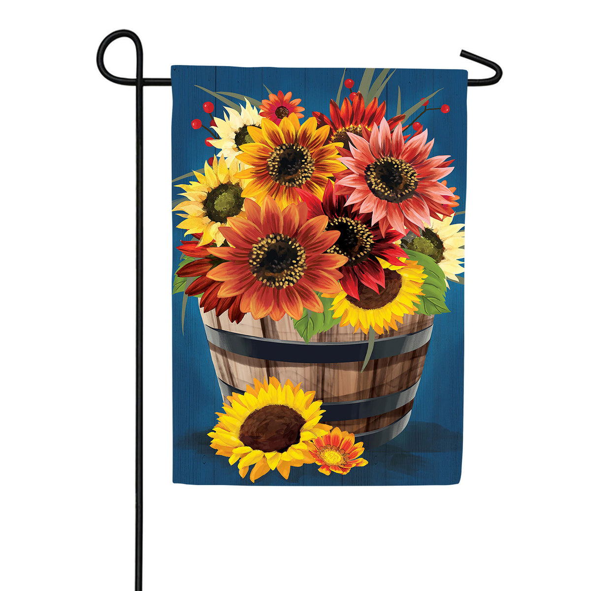 Barrel Of Blooms & Pumpkins Burlap Garden