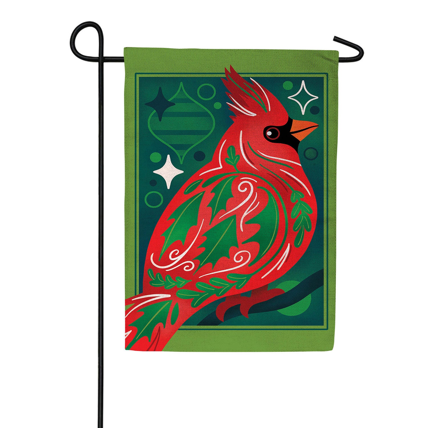 Decorated Cardinal Burlap Garden Flag