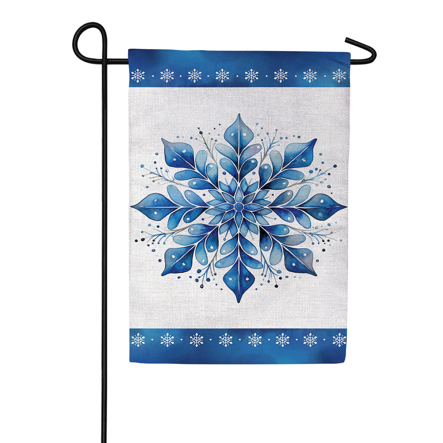 Sparkling Snowflake Burlap Garden Flag