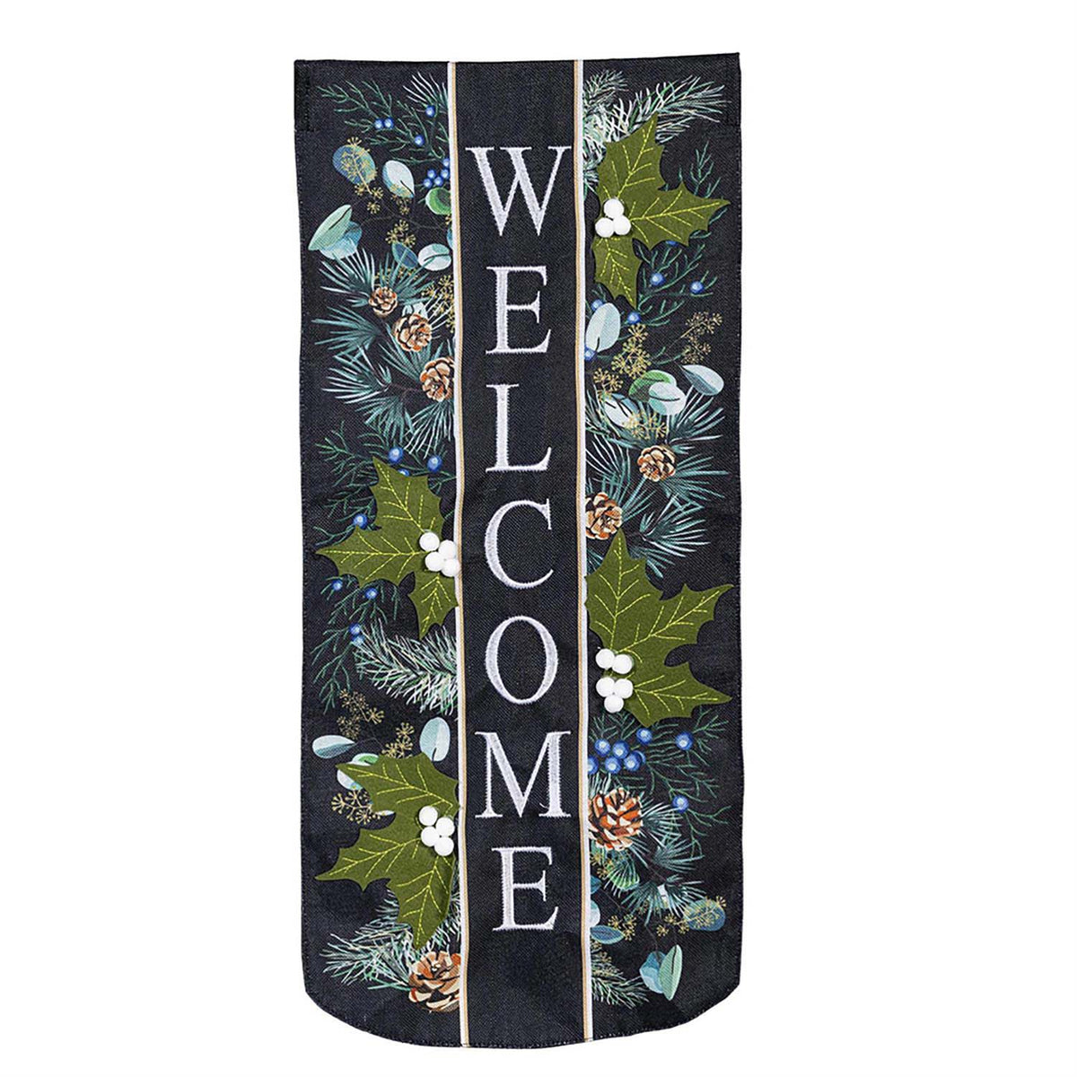 Evergreen Everlasting Impressions Textile Decor - Winter Foliage Welcome