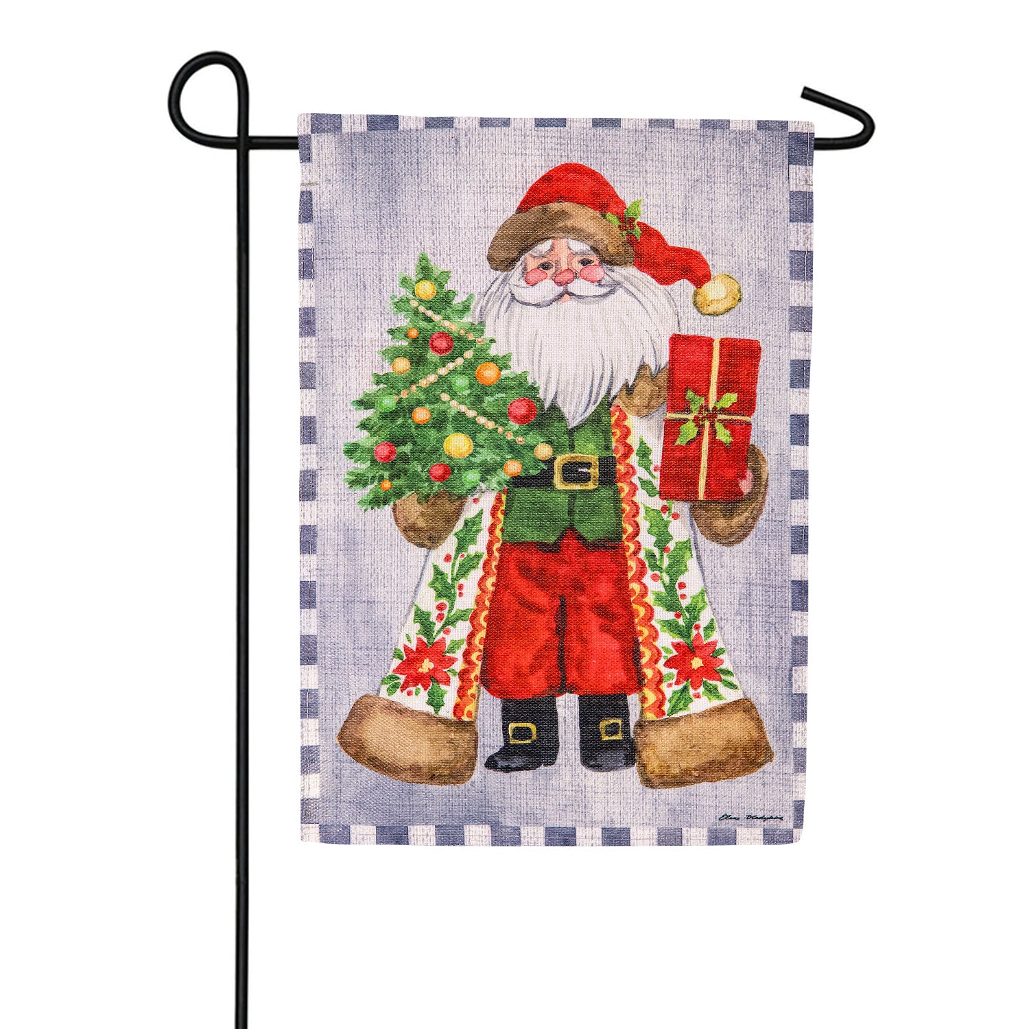 Festive Santa Burlap Garden Flag