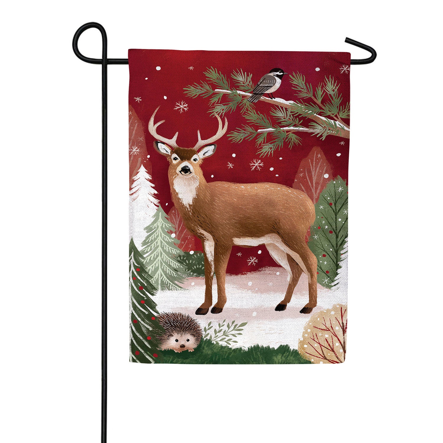 Woodland Storybook Reindeer Burlap Garden Flag