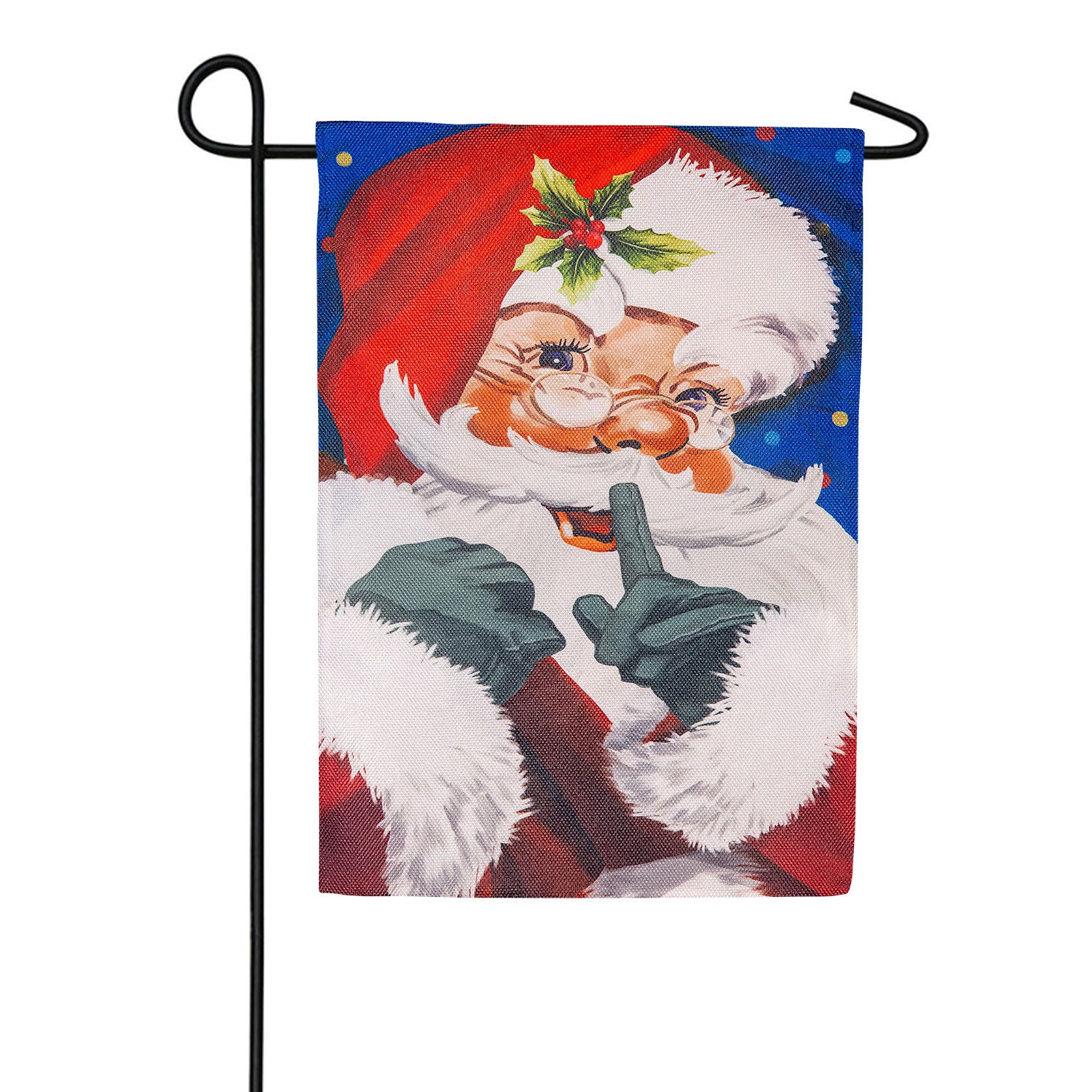 Traditional Santa Portrait Burlap Garden Flag