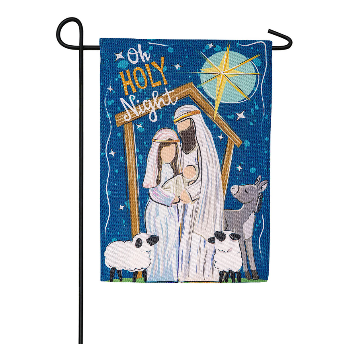 Oh Holy Night Burlap Garden Flag