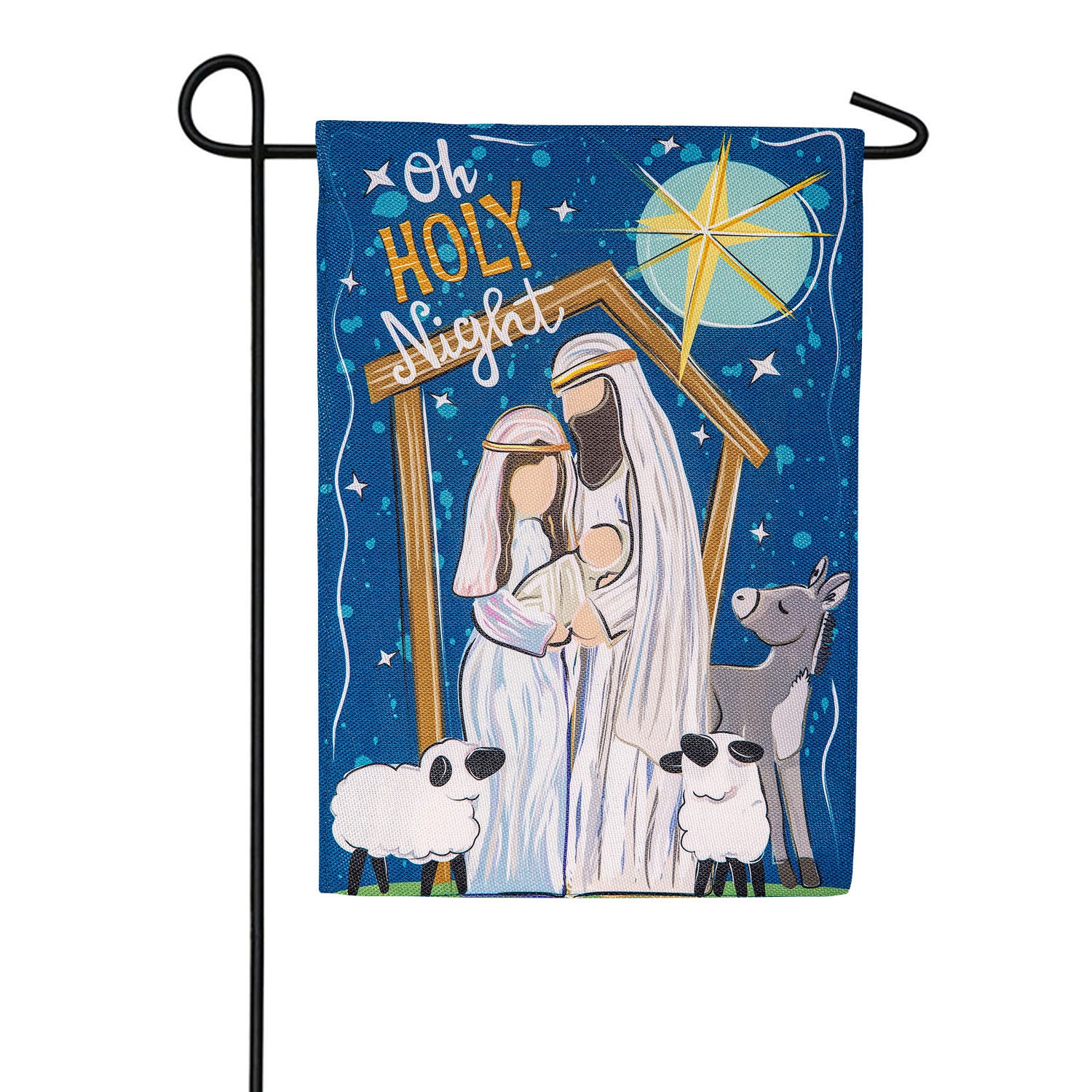 Oh Holy Night Burlap Garden Flag
