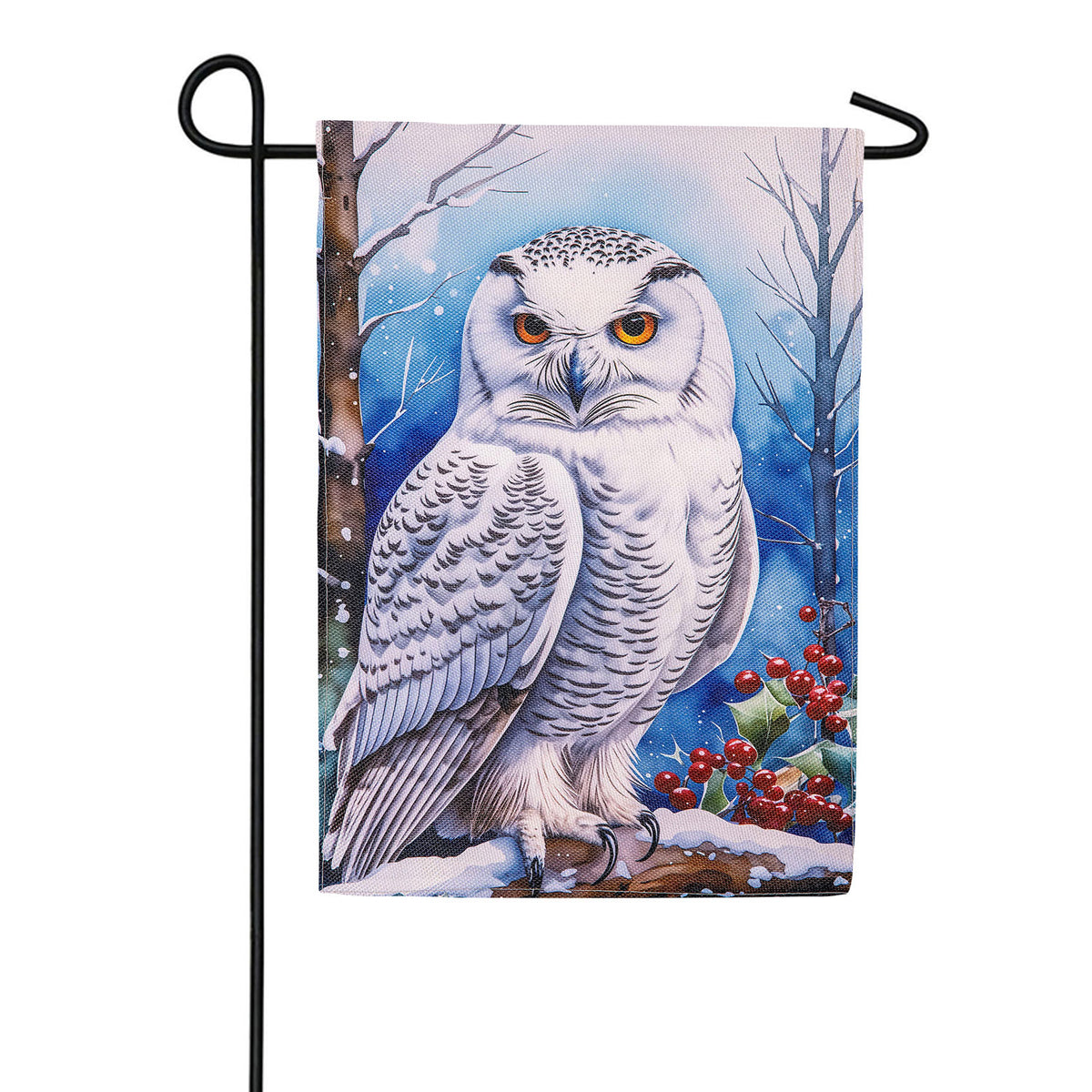 Snow Owl Burlap Garden Flag
