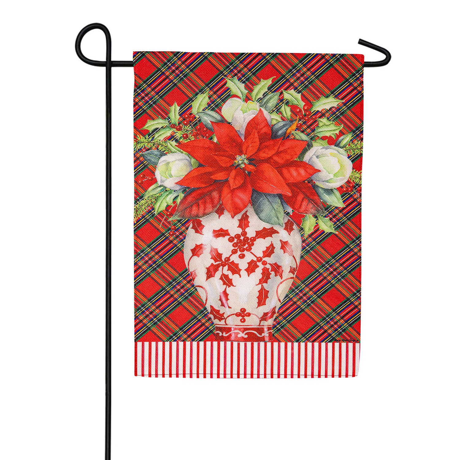 Chinoiserie Christmas Burlap Garden Flag