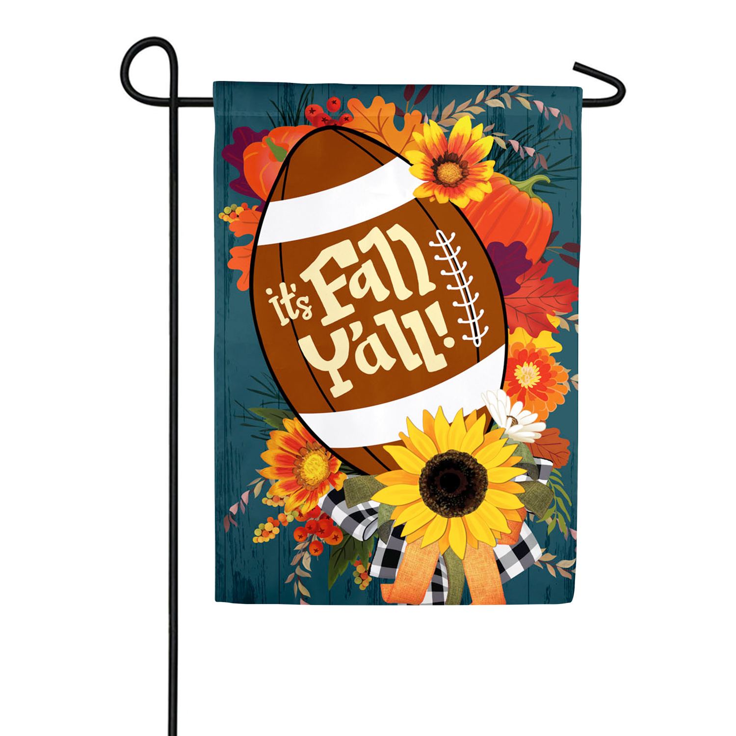 Fall Football Burlap Garden Flag