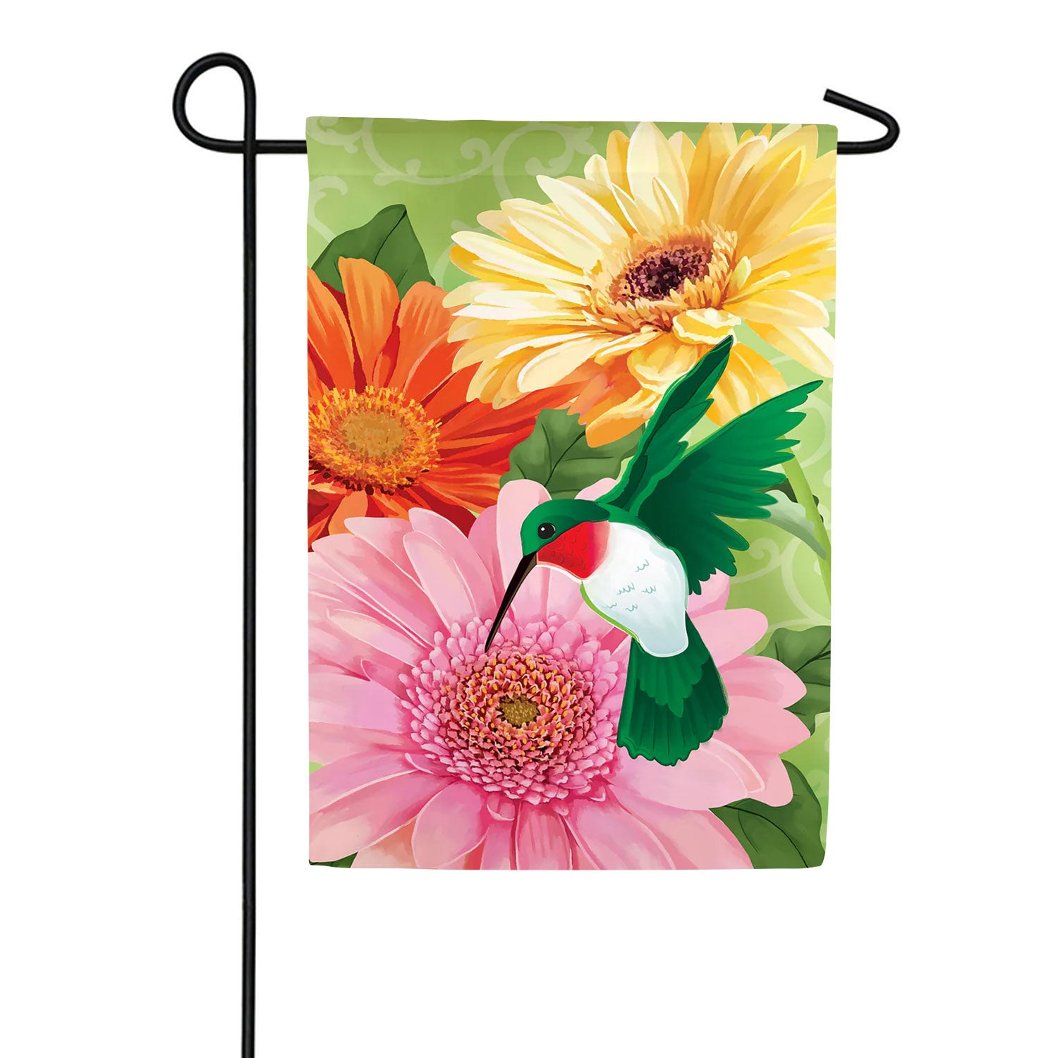Hummingbird and Daisy Trio Linen Garden Flag