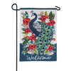 Floral Peacock Double Sided Linen Garden Flag