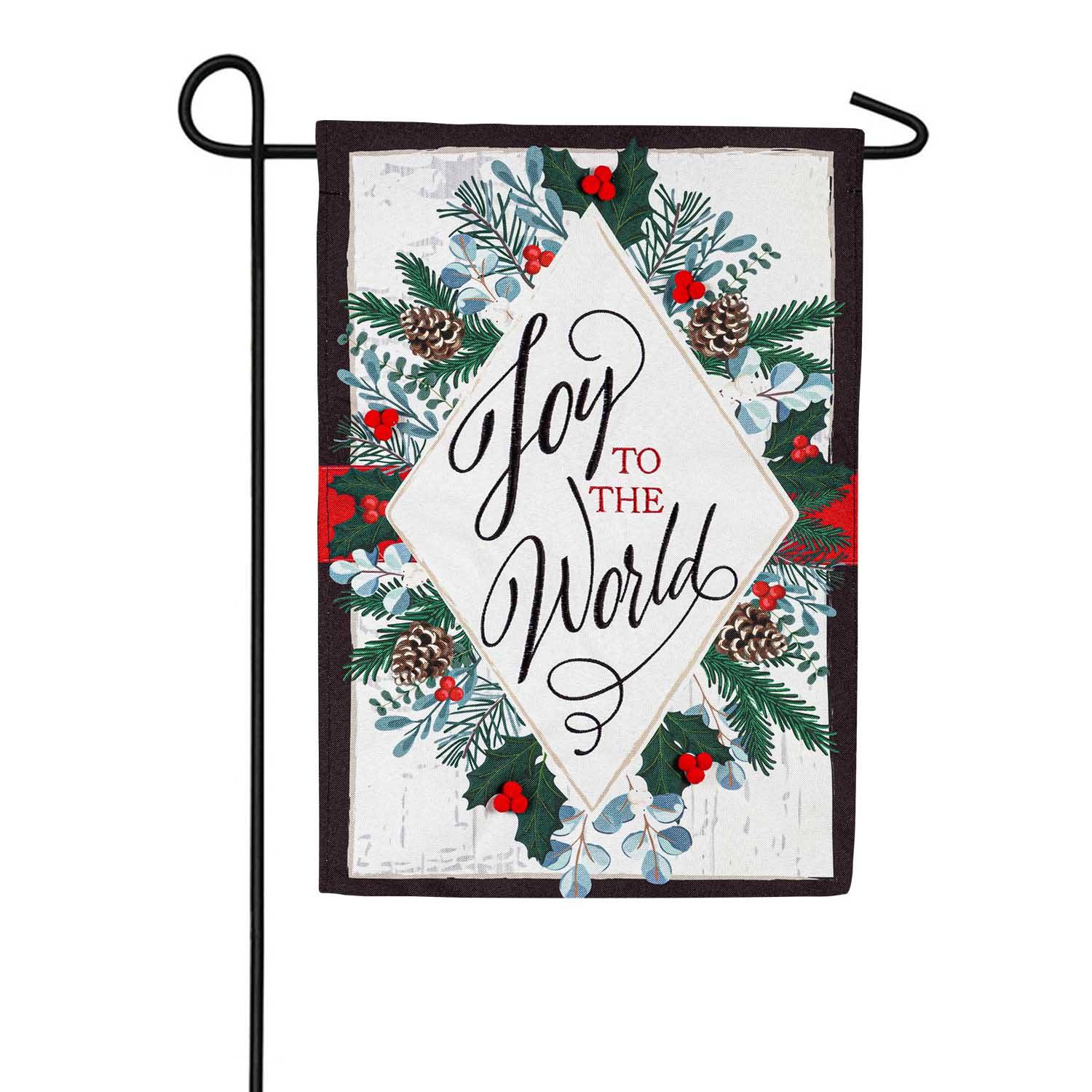 Evergreen Linen Garden Flag - Joy to the World