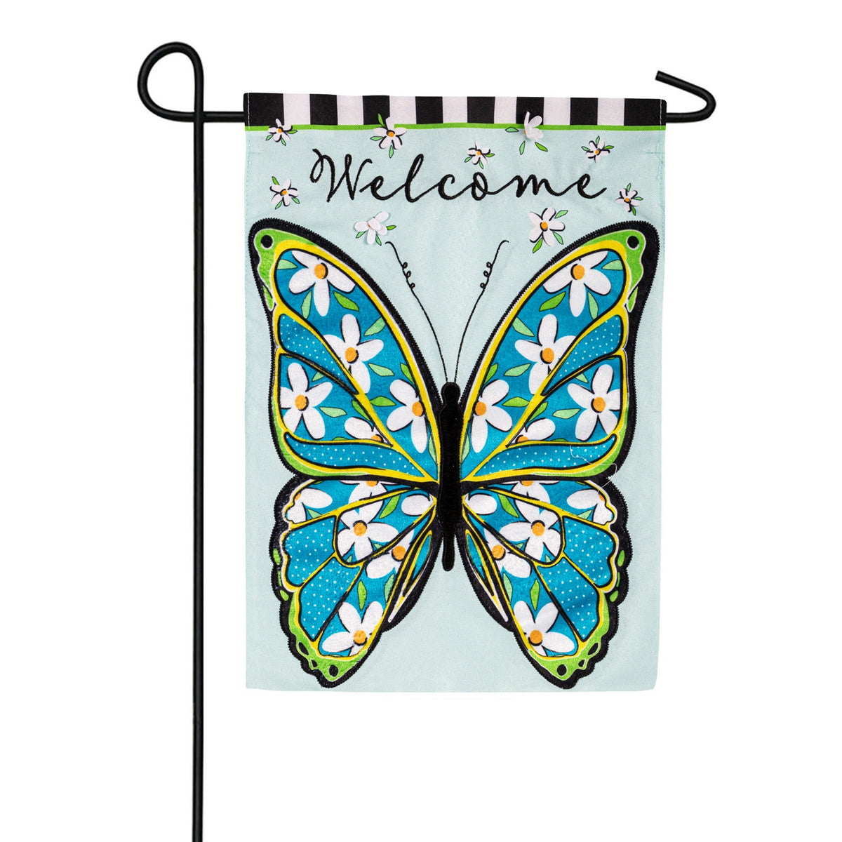 Evergreen Floral Butterfly Welcome Linen Garden Flag