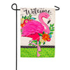 Evergreen Floral Flamingo Welcome Linen Garden Flag