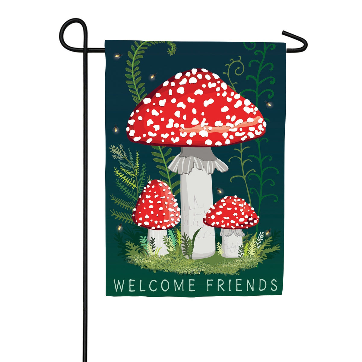 Evergreen Welcome Friends Mushroom Garden Linen Garden Flag