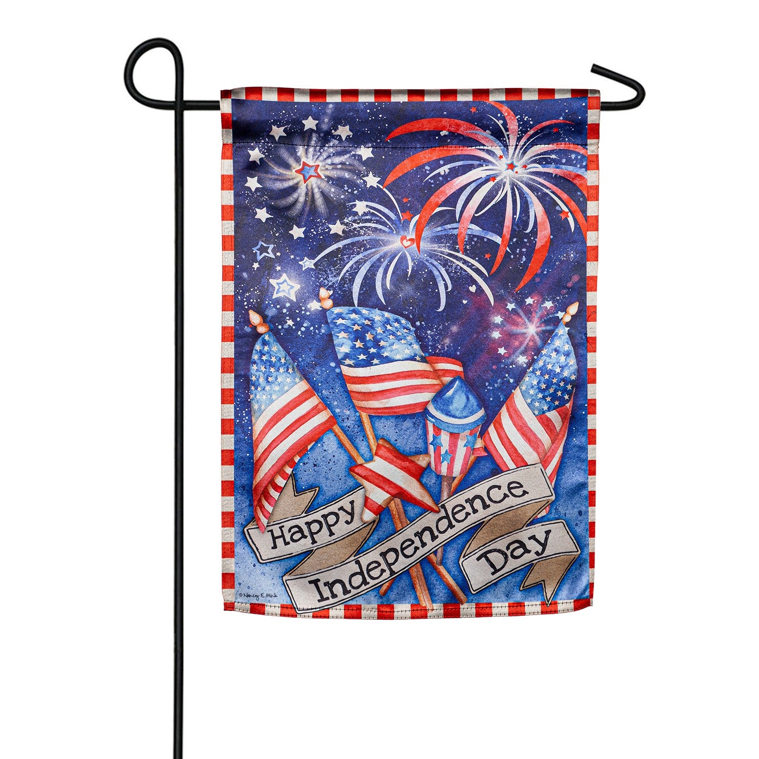 Independence Day Fireworks Lustre Garden Flag