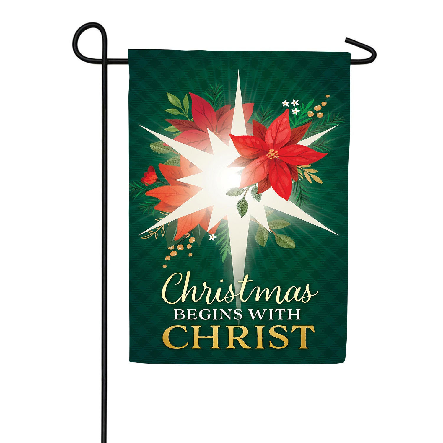 Evergreen Lustre North Star Poinsettia Garden Flag