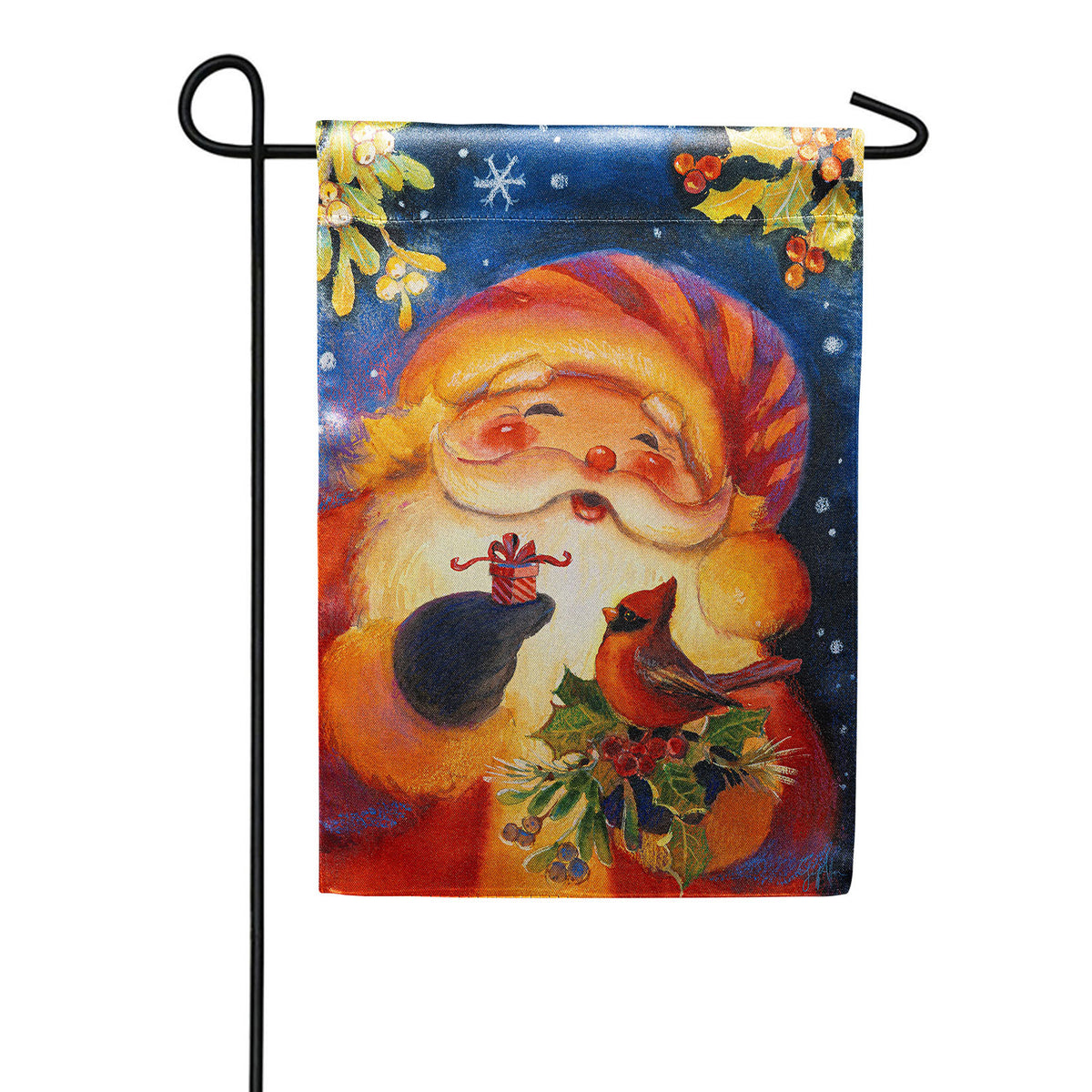 Evergreen Lustre Cheerful Santa Garden Flag