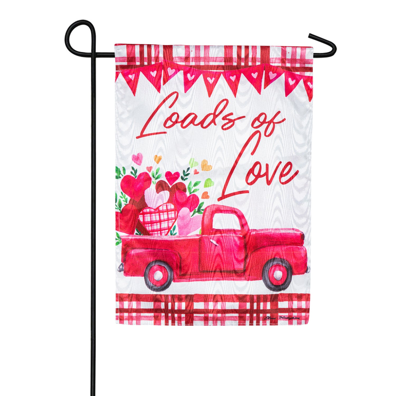 Evergreen Loads of Love Moire Garden Flag