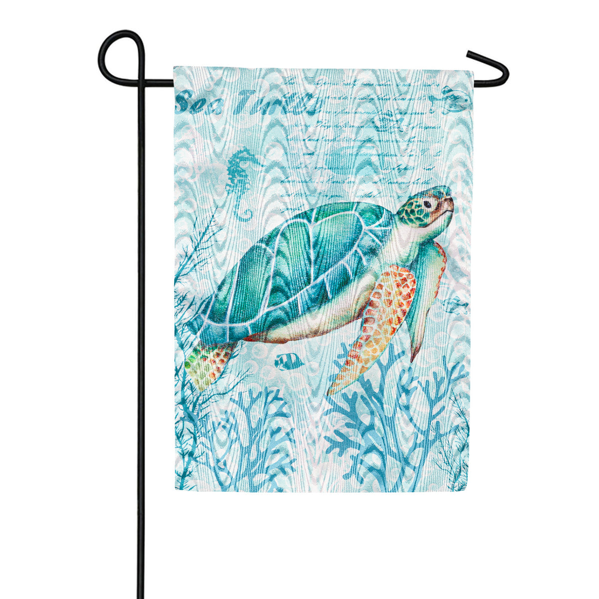 Evergreen Sea Turtle Moire Garden Flag
