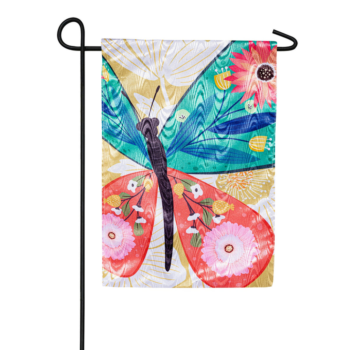 Evergreen Folk Butterfly Moire Garden Flag