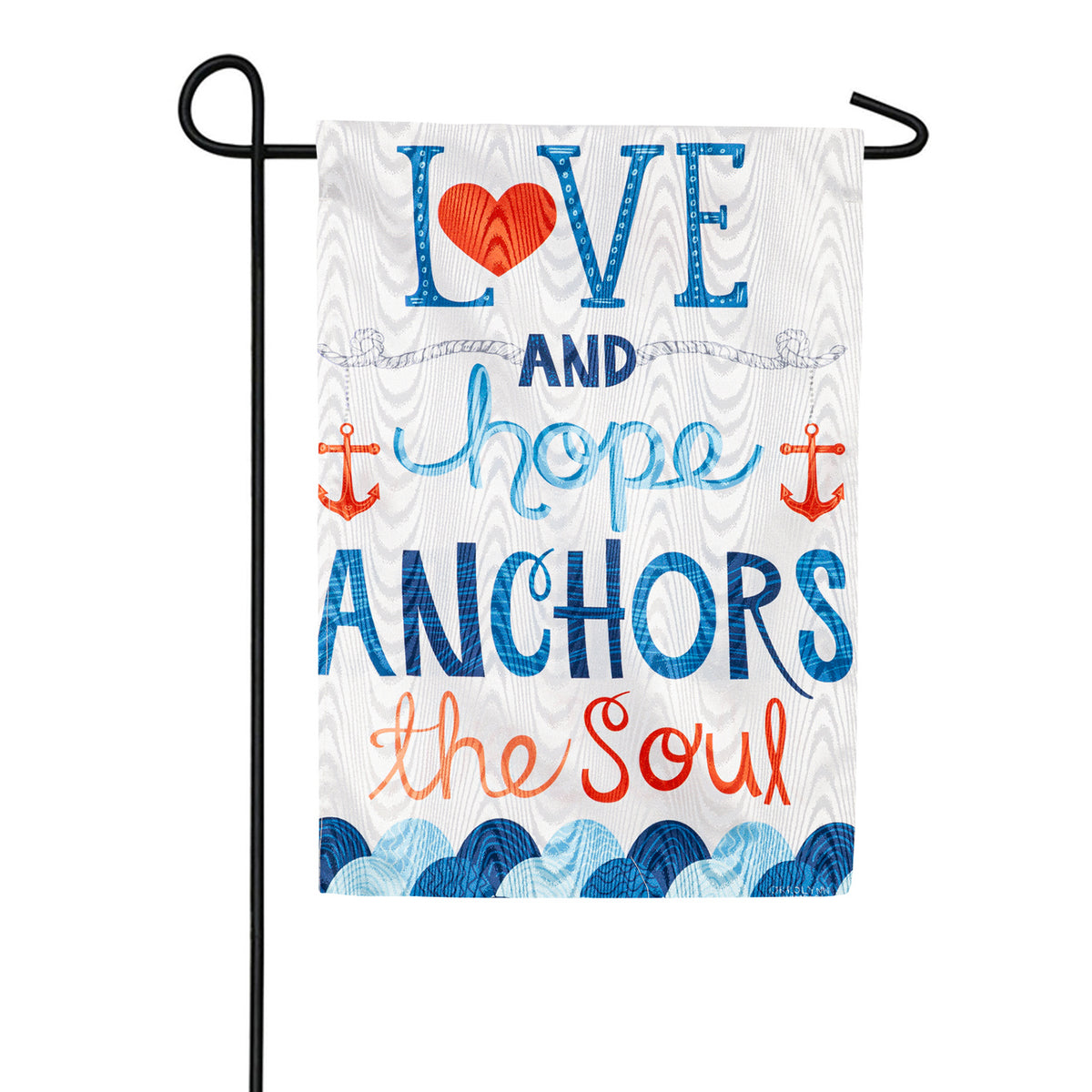 Evergreen Love and Hope Anchors the Soul Moire Garden Flag