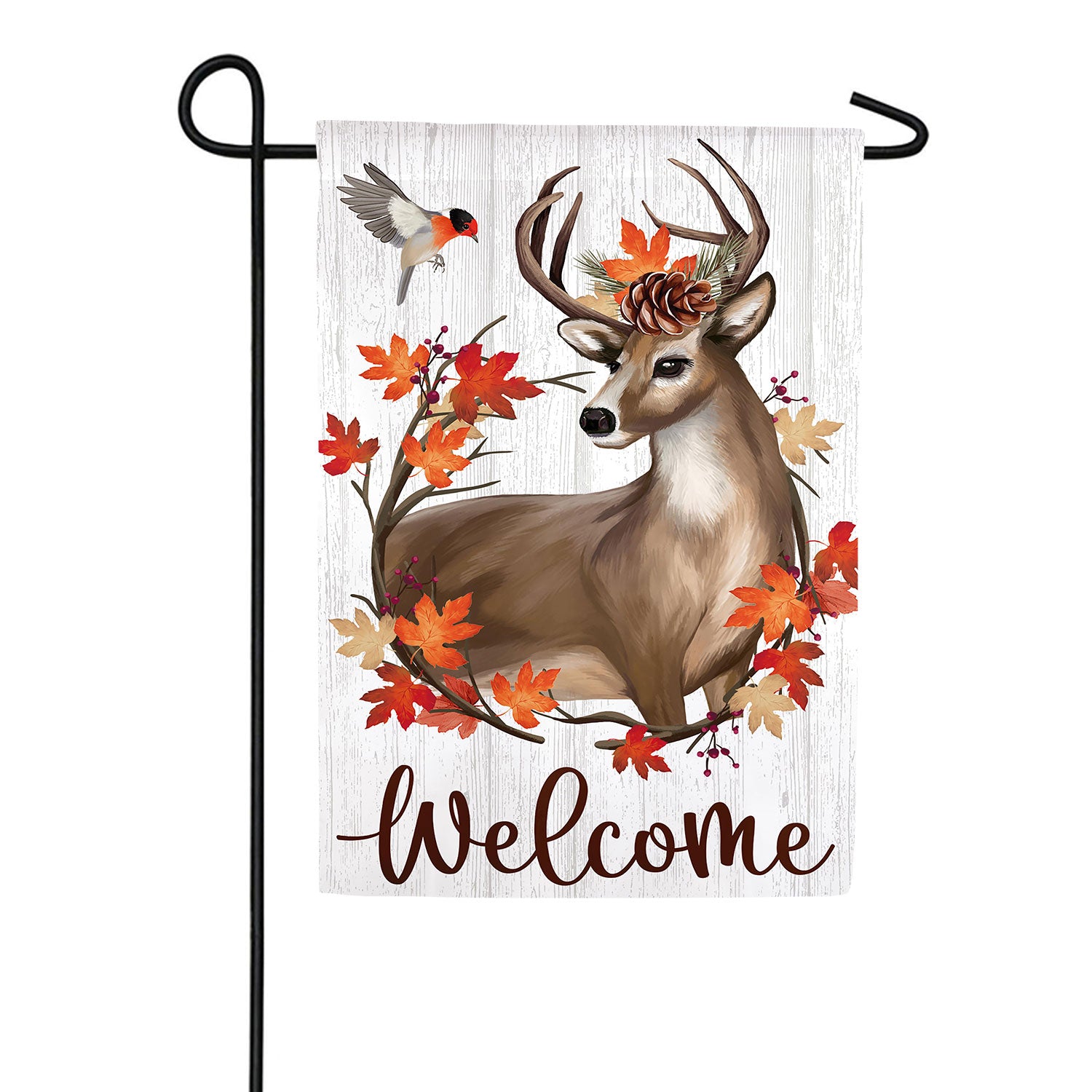 Autumn Deer Wreath Moire Garden Flag
