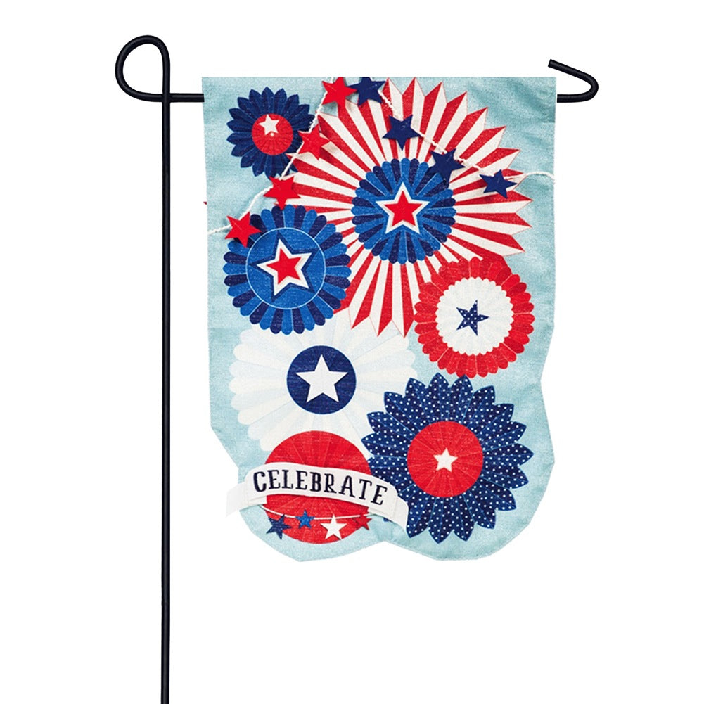 Stars And Stripes Celebration Linen Double Sided Garden Flag