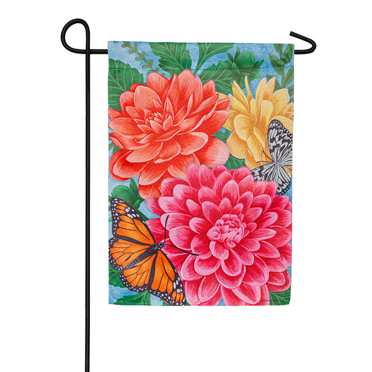 Evergreen Bonnies Garden Suede Garden Flag