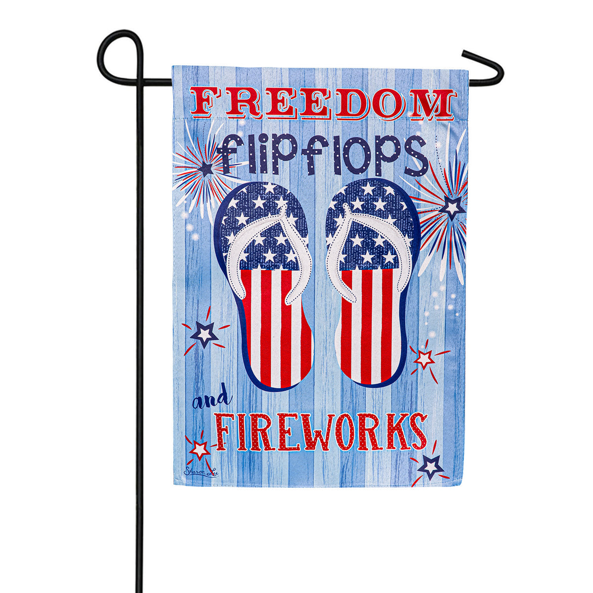 Evergreen Freedom Flip Flops Suede Garden Flag