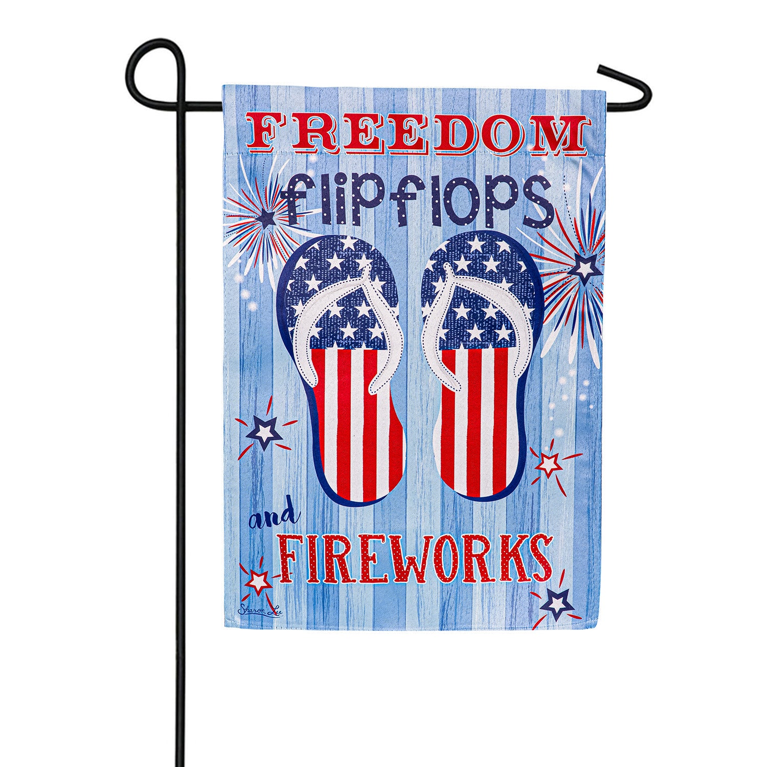 Evergreen Freedom Flip Flops Suede Garden Flag