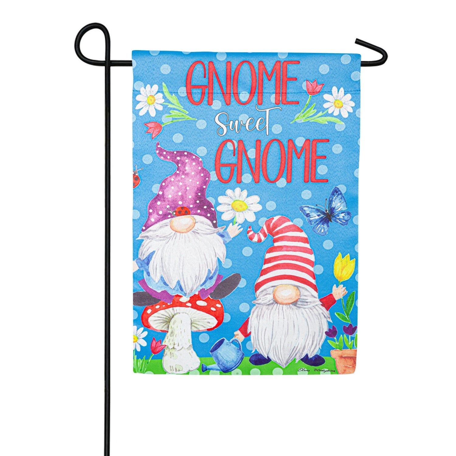 Evergreen Gnome Sweet Gnome Suede Garden Flag